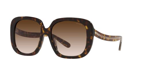 COACH Woman Sunglasses Dark Tortoise Frame, Brown Gradient Lenses, 56MM