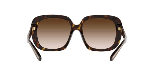 COACH Woman Sunglasses Dark Tortoise Frame, Brown Gradient Lenses, 56MM