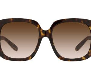 COACH Woman Sunglasses Dark Tortoise Frame, Brown Gradient Lenses, 56MM