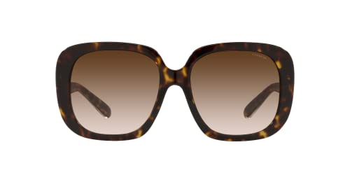 COACH Woman Sunglasses Dark Tortoise Frame, Brown Gradient Lenses, 56MM