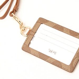 Coach Signature PVC Lanyard ID Badge Card Holder (Khaki/Saddle)