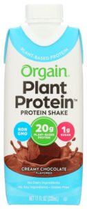 orgain creamy chocolate plant based protein shake, 11 fz