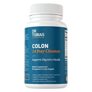 dr. tobias colon 14 day cleanse, supports healthy bowel movements, colon cleanse detox, advanced cleansing formula with fiber, herbs & probiotics, non-gmo, 28 capsules (1-2 daily)