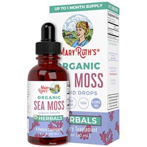 maryruth’s irish sea moss liquid drops | sugar free | seamoss for gut health and immune support | formulated for adults & kids ages 14+ | unflavored | vegan | non-gmo | gluten free | 1 fl oz