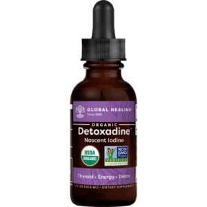 global healing detoxadine – organic nascent iodine liquid supplement drops for thyroid support, detox cleanse, metabolism health and better sleep – non-gmo, vegan, 200 servings (6-month supply) – 30ml