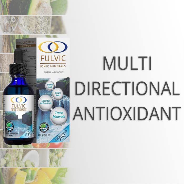 Optimally Organic Water Extracted Fulvic Ionic Minerals X100 - Fulvic Acid - Humic Acid - 77 Trace Minerals - Amino Acids - Electrolytes - 2 Month Supply - Increase Energy & Metabolism