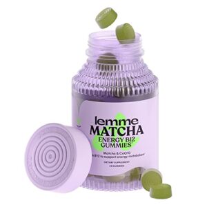 lemme matcha superfood energy gummies with organic matcha green tea, vitamin b12 and antioxidant coq10 to support cellular energy, metabolism & healthy skin – vegan, gluten free, non gmo (60 count)