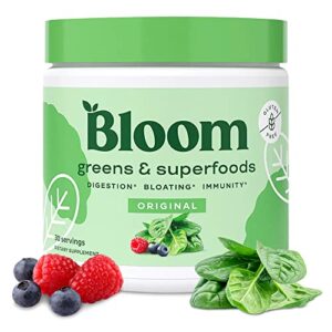 bloom nutrition super greens powder smoothie & juice mix – probiotics for digestive health & bloating relief for women, digestive enzymes with superfood spirulina & chlorella for gut health (original)