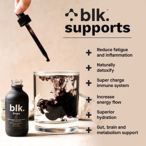 blk. Mineral Drops, 2oz., Alkaline Water Drops with Concentrated Fulvic Minerals, Bioavailable Fulvic & Humic Acid Extract, Trace Minerals, Electrolytes to Hydrate, Repair & Restore Cells