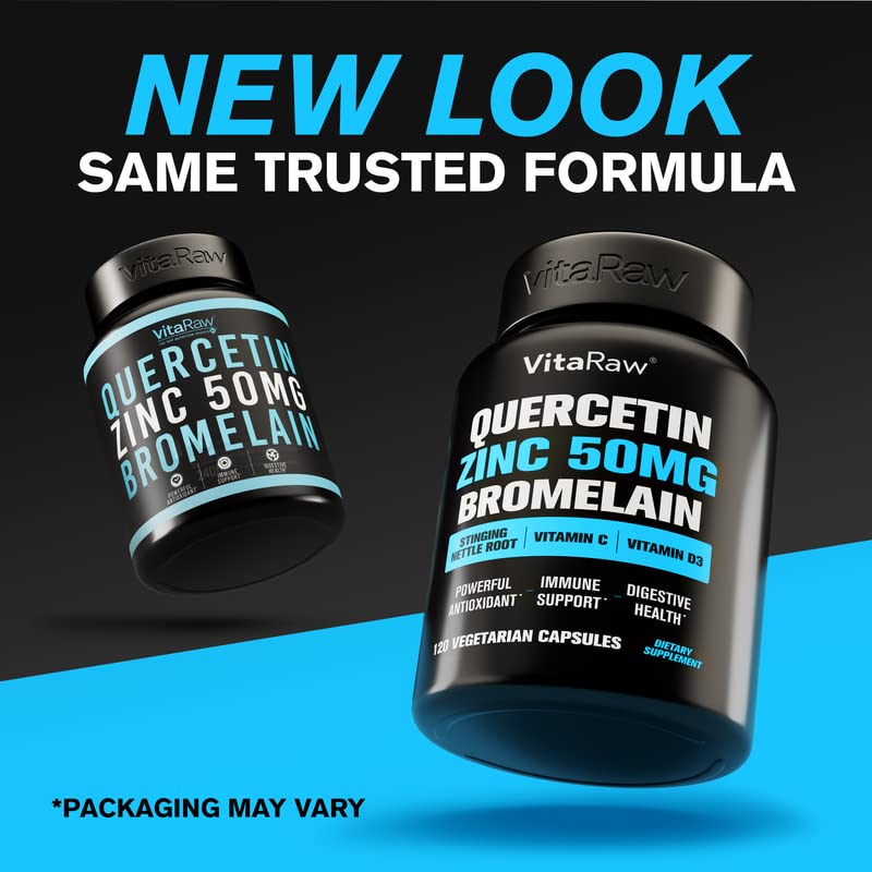 𝗪𝗜𝗡𝗡𝗘𝗥 Quercetin 500mg Supplement with Bromelain, Vitamin C, Zinc 50mg, & Vitamin D3 5000 IU - for Anti Inflammation, Immune Response, and Overall Health - 5 in 1 Immunity Health Supplement