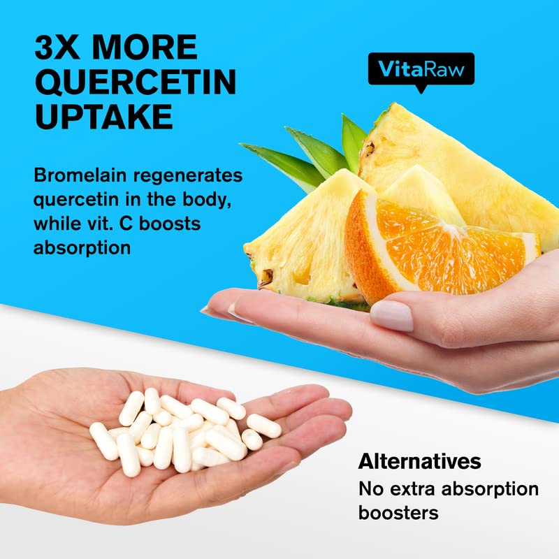 𝗪𝗜𝗡𝗡𝗘𝗥 Quercetin 500mg Supplement with Bromelain, Vitamin C, Zinc 50mg, & Vitamin D3 5000 IU - for Anti Inflammation, Immune Response, and Overall Health - 5 in 1 Immunity Health Supplement