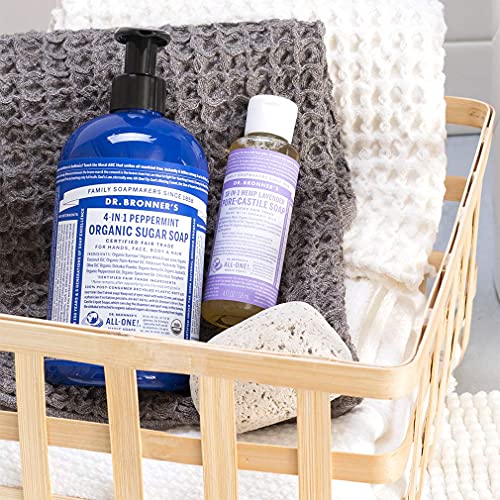 Dr. Bronner's - Pure-Castile Liquid Soap (4 oz Variety Pack) Peppermint, Lavender, Tea Tree, Eucalyptus, Almond, & Baby Unscented - Made with Organic Oils, 18-in-1 Uses: Face, Body, Hair, Laundry, Pets and Dishes | 6 Count