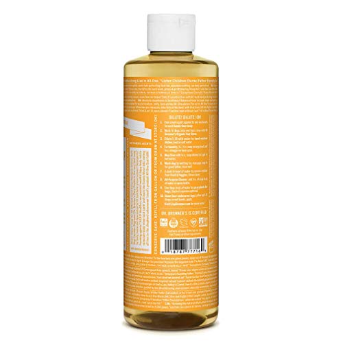 Dr. Bronner's - Pure-Castile Liquid Soap (Citrus, 16 ounce) - Made with Organic Oils, 18-in-1 Uses: Face, Body, Hair, Laundry, Pets and Dishes, Concentrated, Vegan, Non-GMO