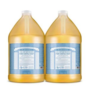 dr. bronner’s – pure-castile liquid soap (baby unscented, 1 gallon, 2-pack) – made with organic oils, 18-in-1 uses: face, hair, laundry and dishes, for sensitive skin and babies, no added fragrance