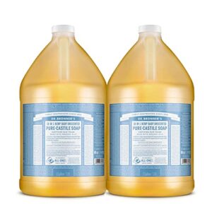 Dr. Bronner's - Pure-Castile Liquid Soap (Baby Unscented, 1 Gallon, 2-Pack) - Made with Organic Oils, 18-in-1 Uses: Face, Hair, Laundry and Dishes, For Sensitive Skin and Babies, No Added Fragrance