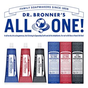 Dr. Bronner’s - All-One Toothpaste (3-Pack Variety) 5 Ounce Peppermint, Cinnamon, Anise - 70% Organic Ingredients, Natural and Effective, Fluoride-Free, SLS-Free, Helps Freshen Breath, Reduce Plaque