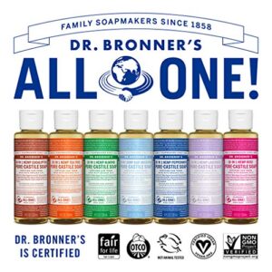 Dr. Bronner's - Pure-Castile Liquid Soap (4 Ounce Variety Pack) Peppermint, Lavender, Tea Tree, Eucalyptus, Almond - Made with Organic Oils, 18-in-1 Uses: Face, Body, Hair, Laundry, Pets and Dishes