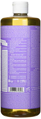 Dr. Bronner’s - Pure-Castile Liquid Soap (Lavender, 32 Ounce) - Made with Organic Oils, 18-in-1 Uses: Face, Body, Hair, Laundry, Pets and Dishes, Concentrated, Vegan, Non-GMO