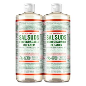 dr. bronner’s – sal suds biodegradable cleaner (32 ounce, 2-pack) – all-purpose cleaner, pine cleaner for floors, laundry and dishes, concentrated, cuts grease and dirt, powerful cleaner, gentle