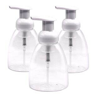 (3 pack) clear plastic foaming soap dispensers pump-bottles compatible with dr. bronners castile liquid soap, 250ml (8.5 oz) – pack of 3