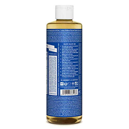 Dr. Bronner’s - Pure-Castile Liquid Soap (Peppermint, 16 ounce) - Made with Organic Oils, 18-in-1 Uses: Face, Body, Hair, Laundry, Pets and Dishes, Concentrated, Vegan, Non-GMO