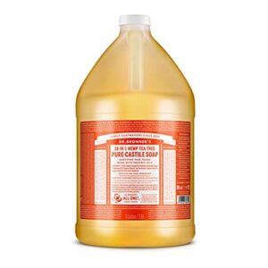 Dr. Bronner's - Pure-Castile Liquid Soap (Tea Tree, 1 Gallon) - Made with Organic Oils, 18-in-1 Uses: Acne-Prone Skin, Dandruff, Laundry, Pets and Dishes, Concentrated, Vegan, Non-GMO