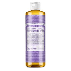 dr. bronner’s – pure-castile liquid soap (lavender, 16 ounce) – made with organic oils, 18-in-1 uses: face, body, hair, laundry, pets & dishes, concentrated, vegan, non-gmo