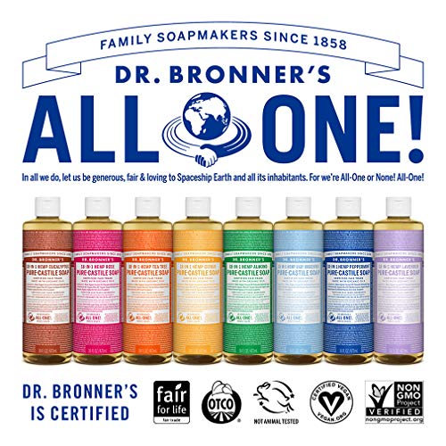 Dr. Bronner’s - Pure-Castile Liquid Soap (Lavender, 16 ounce) - Made with Organic Oils, 18-in-1 Uses: Face, Body, Hair, Laundry, Pets & Dishes, Concentrated, Vegan, Non-GMO