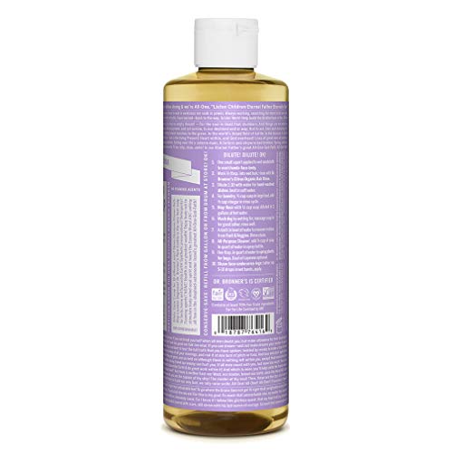 Dr. Bronner’s - Pure-Castile Liquid Soap (Lavender, 16 ounce) - Made with Organic Oils, 18-in-1 Uses: Face, Body, Hair, Laundry, Pets & Dishes, Concentrated, Vegan, Non-GMO