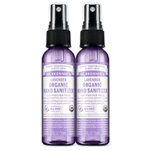dr. bronner’s – organic hand sanitizer spray (lavender, 2 ounce, 2-pack) – simple and effective formula, cleanses & sanitizes, no harsh chemicals, moisturizes and cleans hands