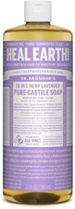 dr. bronner’s, pure castile soap, liquid soap, lavender hemp, 32 oz