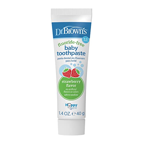 Dr. Brown's Baby Toothpaste, Strawberry Flavor Toddlers and Kids Love, Fluoride Free, Made in the USA, 0-3 years, 1.4oz