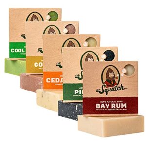 dr. squatch all natural bar soap for men, 5 bar variety pack – aloe, cedar citrus, gold moss, pine tar and bay rum