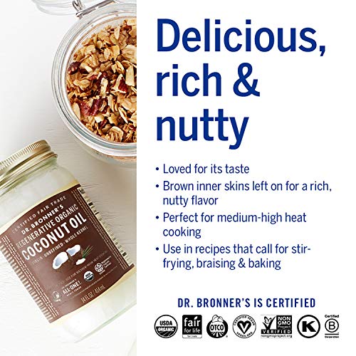 Dr. Bronner's - Organic Virgin Coconut Oil (Whole Kernel, 30 Ounce) - Coconut Oil for Cooking, Baking, Hair and Body, Fair Trade, Vegan, Non-GMO