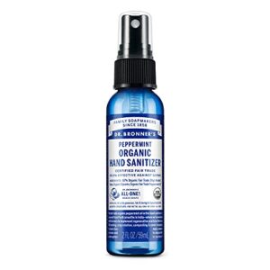 dr. bronner’s – organic hand sanitizer spray (peppermint, 2 ounce) – simple and effective formula, cleanses & sanitizes, no harsh chemicals, moisturizes and cleans hands