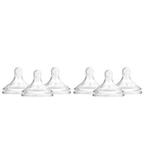 dr. brown’s natural flow® level 3 wide-neck baby bottle silicone nipple, medium-fast flow, 6m+. 100% silicone bottle nipple, (pack of 6)