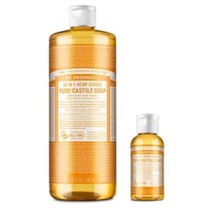 dr. bronner’s pure-castile liquid soap – citrus bundle. 32 oz. bottle and 2 oz. travel bottle