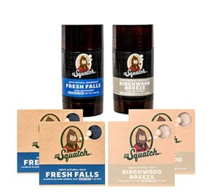 dr. squatch manly soap and deodorant variety pack – handmade with organic oils, aluminum-free – birchwood breeze and fresh falls