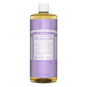 dr. bronner’s – pure-castile liquid soap (lavender, 32 fl oz) – made with organic oils, 18-in-1 uses: face, body, hair, laundry, pets and dishes, concentrated, vegan, non-gmo