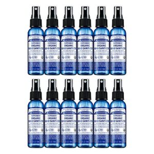 Dr. Bronner's - Organic Hand Sanitizer Spray (Peppermint, 2 Ounce, 12-Pack) - Simple & Effective Formula, Cleanses & Sanitizes, No Harsh Chemicals, Moisturizes & Cleans Hands