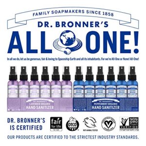 Dr. Bronner's - Organic Hand Sanitizer Spray (Peppermint, 2 Ounce, 12-Pack) - Simple & Effective Formula, Cleanses & Sanitizes, No Harsh Chemicals, Moisturizes & Cleans Hands