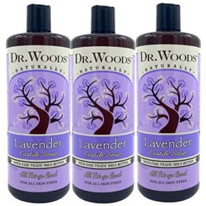dr. woods pure lavender castile soap with organic shea butter, 32 ounce (pack of 3)