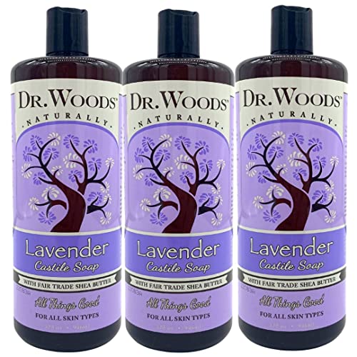 Dr. Woods Pure Lavender Castile Soap with Organic Shea Butter, 32 Ounce (Pack of 3)