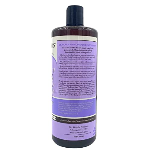 Dr. Woods Pure Lavender Castile Soap with Organic Shea Butter, 32 Ounce (Pack of 3)