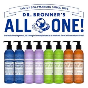 Dr. Bronner's - Organic Lotion (8 oz Variety Pack) Peppermint, Lavender Coconut, Orange Lavender, & Patchouli Lime - Body Lotion & Moisturizer, Certified Organic, Soothing for Hands, Face & Body, Nourishes & Hydrates, Vegan | 4 Count