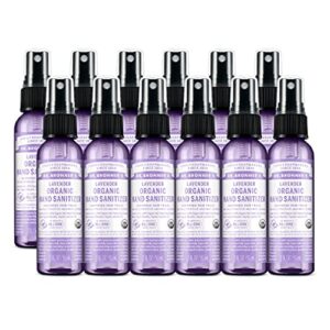 dr. bronner’s – organic hand sanitizer spray (lavender, 2 ounce, 12-pack) – simple and effective formula, cleanses & sanitizes, no harsh chemicals, moisturizes and cleans hands