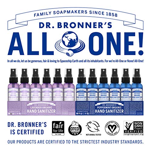 Dr. Bronner's - Organic Hand Sanitizer Spray (Lavender, 2 ounce, 12-Pack) - Simple and Effective Formula, Cleanses & Sanitizes, No Harsh Chemicals, Moisturizes and Cleans Hands