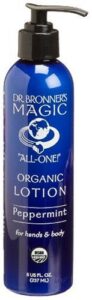 dr. bronner’s & all-one organic lotion for hands & body, peppermint, 8-ounce pump bottles (pack of 2)