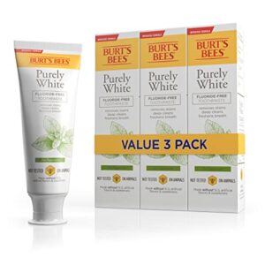 burt’s bees toothpaste, natural flavor, fluoride-free, purely white, zen peppermint, 4.7 oz, pack of 3