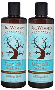 dr. woods unscented baby mild liquid castile soap with organic shea butter, 16 ounce (pack of 2)